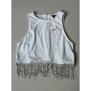 Windsor Girl's White Seamless Rhinestone Crop Top Size Large NWTs
